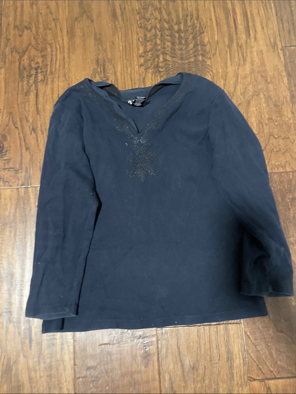 Rafaella Navy Long-Sleeve Embellished Women's Top